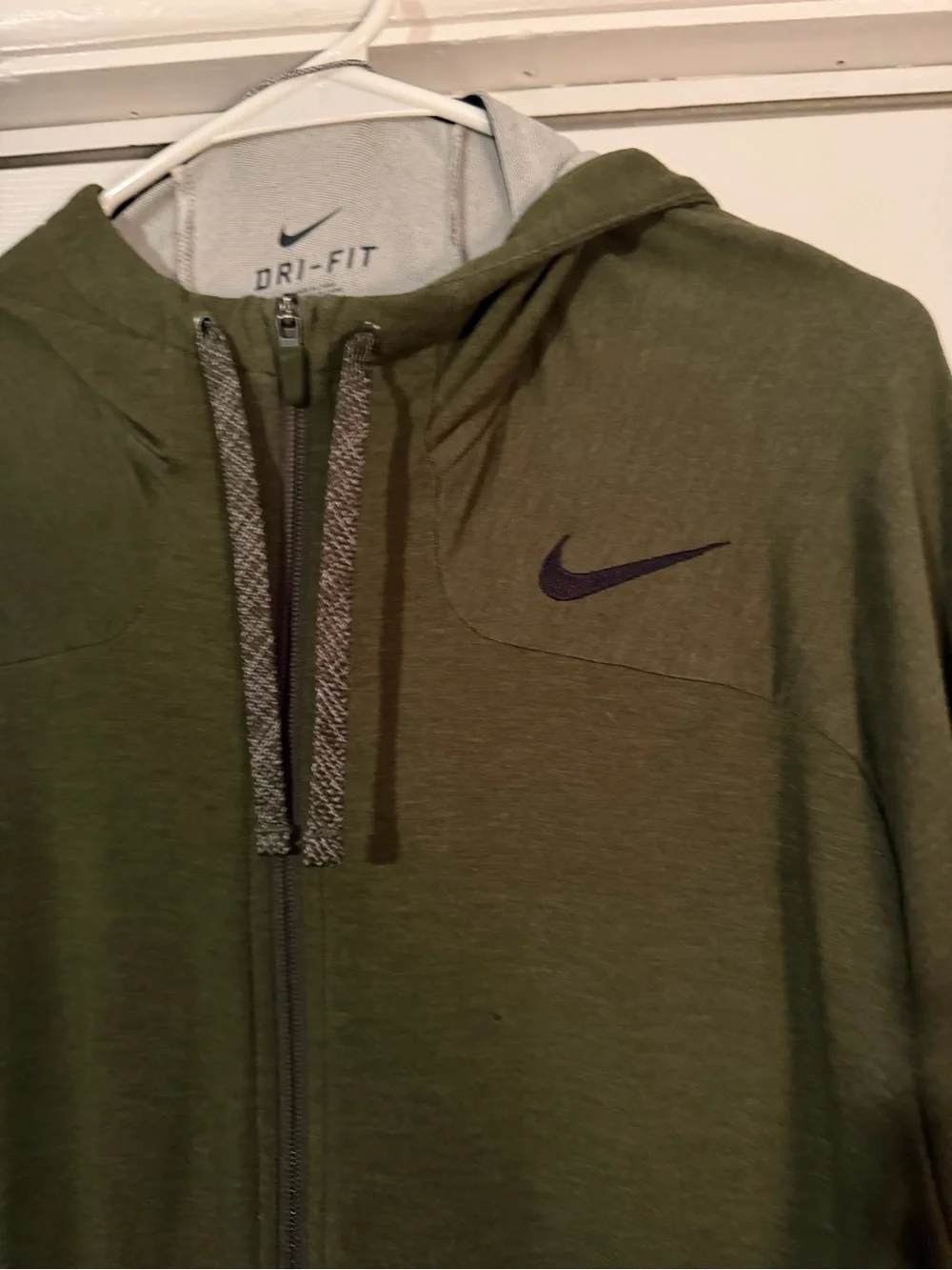 Nike Olive Green Dri-FIT Full-Zip Hooded Performance Jacket